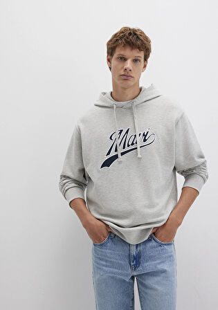 Mavi Logo Kapüşonlu Gri Sweatshirt 0S10469-80018