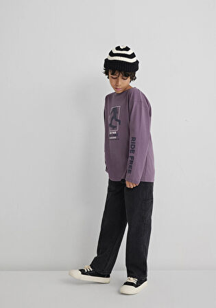 Baskılı Mor Tişört 6610366-70656