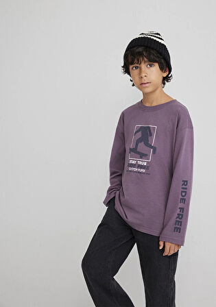 Baskılı Mor Tişört 6610366-70656