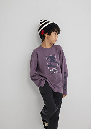 Baskılı Mor Tişört 6610366-70656