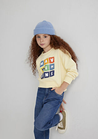 Mavi Baskılı Sarı Sweatshirt 7S10127-84571