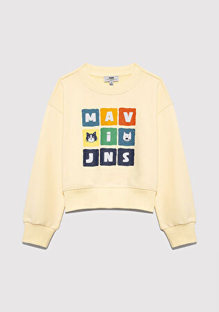 Mavi Baskılı Sarı Sweatshirt 7S10127-84571