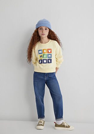 Mavi Baskılı Sarı Sweatshirt 7S10127-84571