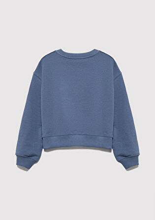 Mavi Kedi Baskılı Mavi Sweatshirt 7S10133-86702