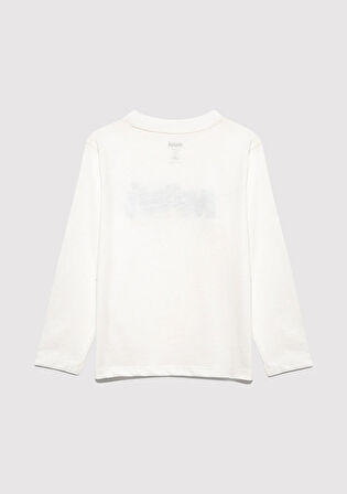 Mavi Pati Baskılı Ekru Tişört 7610362-70057