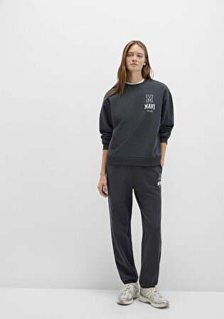 Mavi Logo Baskılı Antrasit Eşofman Altı 1010801-70087