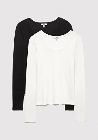 2'li Uzun Kollu Basic Tişört 1613519-90891