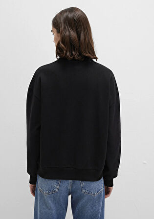 Mavi Logo Baskılı Yarı Fermuarlı Siyah Sweatshirt 1S10179-900