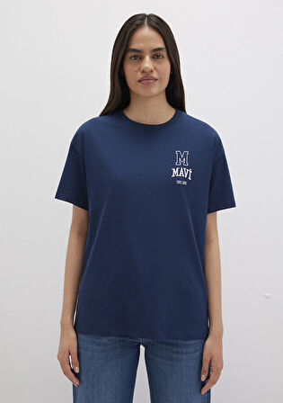 M Logo Baskılı Lacivert Tişört 1613467-70488