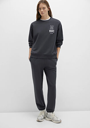 Mavi Logo Baskılı Antrasit Sweatshirt 1S10148-70087
