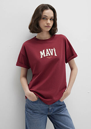 Mavi Logo Baskılı Kırmızı Tişört 1613410-70430