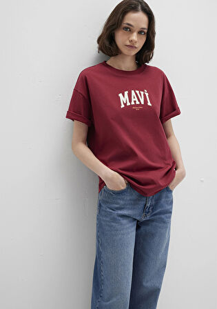 Mavi Logo Baskılı Kırmızı Tişört 1613410-70430