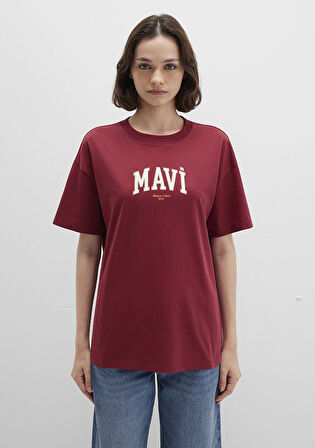 Mavi Logo Baskılı Kırmızı Tişört 1613410-70430