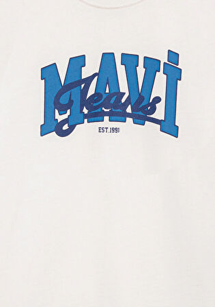 Mavi Jeans Baskılı Ekru Tişört 6610373-70057
