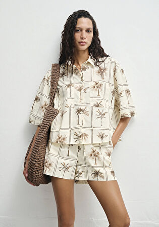 Palmiye Baskılı Gömlek 1211309-91116