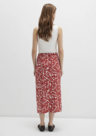 Bağlama Detaylı Baskılı Kırmızı Etek 1310765-91314