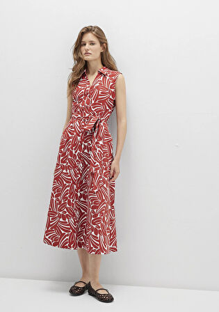 Baskılı Kırmızı Uzun Elbise 1310766-91314