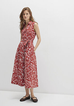 Baskılı Kırmızı Uzun Elbise 1310766-91314