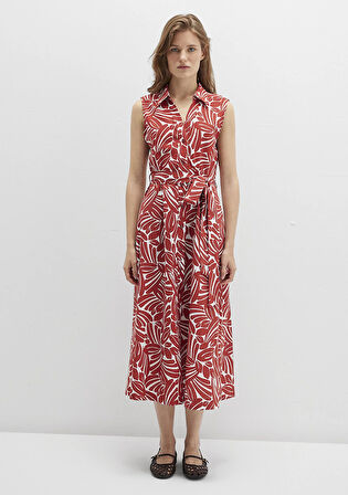Baskılı Kırmızı Uzun Elbise 1310766-91314