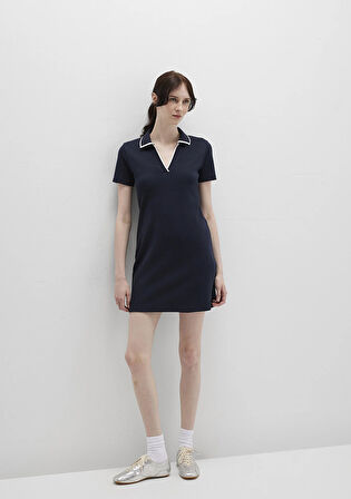 Lacivert Mini Elbise 1310775-70488