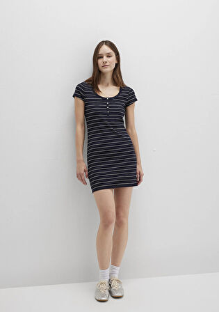 Çizgili Örme Elbise 1310774-91103