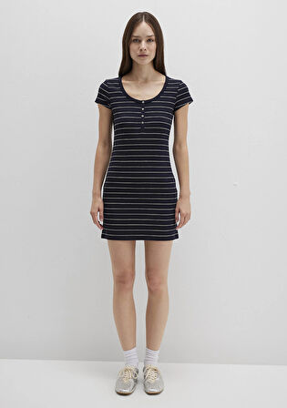 Çizgili Örme Elbise 1310774-91103