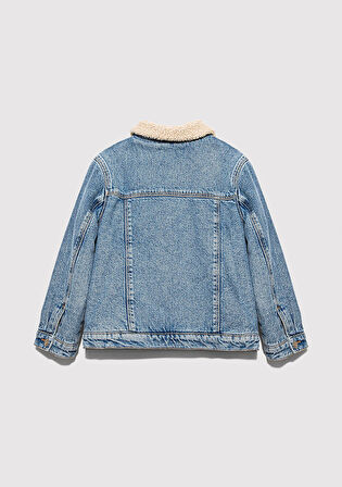 Atlas 90lar Suni Kürklü Açık Mavi Jean Ceket 6111403-90875