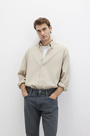 Mavi Erkek Uzun Kollu Pamuklu Gömlek M0211751 Bej