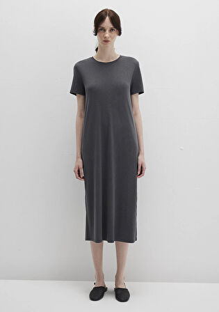 Tencel TM Modal Antrasit Midi Elbise 1310777-70095