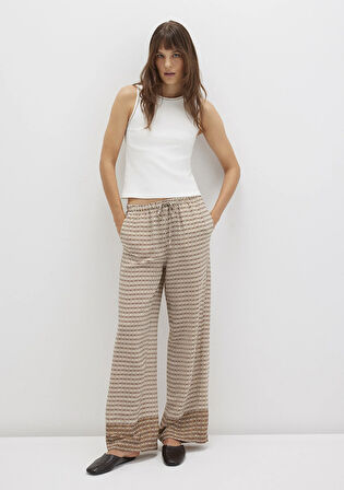 Etnik Baskılı Bej Pantolon 1011123-91009