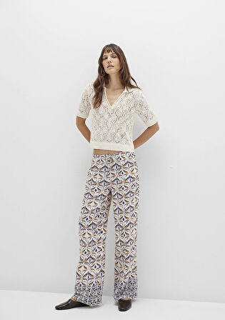 Etnik Baskılı Bej Pantolon 1011123-91008