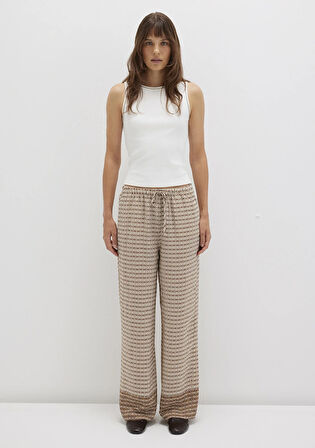Etnik Baskılı Bej Pantolon 1011123-91009