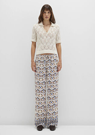 Etnik Baskılı Bej Pantolon 1011123-91008