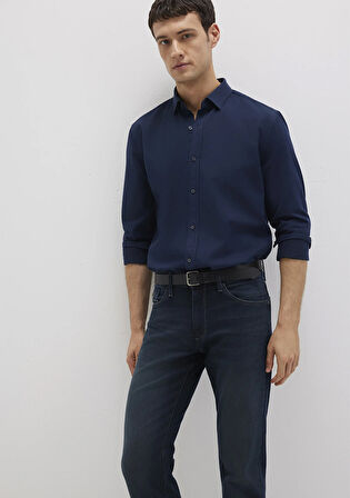 Tencel TM Liyosel Karışımlı Lacivert Gömlek 0211805-82318