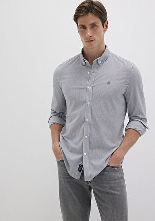 Çizgili Lacivert Gömlek 0211402-91331