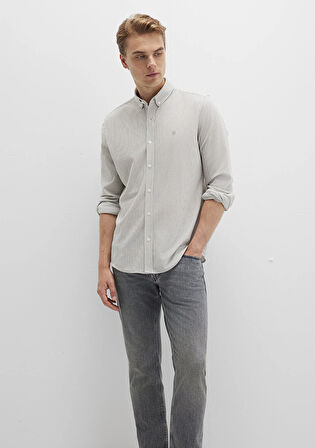 Çizgili Haki Gömlek 0211402-91332