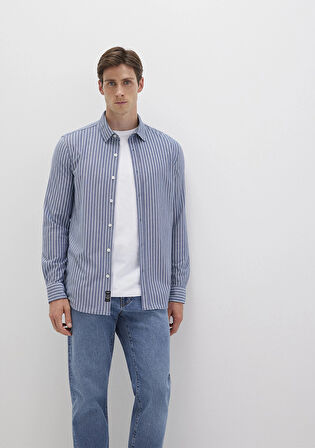 Mavi 0211404-91333 Çizgili Mavi Gömlek