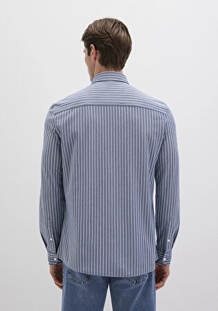 Mavi 0211404-91333 Çizgili Mavi Gömlek