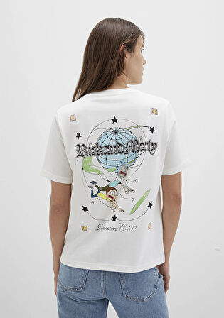 Rick And Morty Baskılı Ekru Tişört 1613675-70057