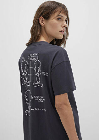 Tweety Baskılı Antrasit Tişört 1613672-70087