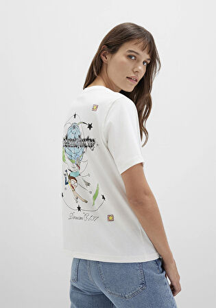 Rick And Morty Baskılı Ekru Tişört 1613675-70057