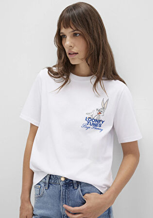 Bugs Bunny Baskılı Beyaz Tişört 1613667-620