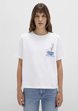 Bugs Bunny Baskılı Beyaz Tişört 1613667-620