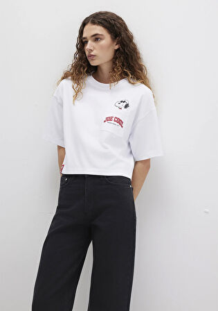 Snoopy Baskılı Beyaz Tişört 1613669-620