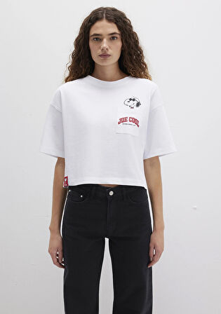 Snoopy Baskılı Beyaz Tişört 1613669-620