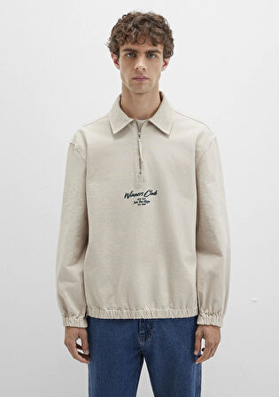 Yarı Fermuarlı Ekru Gömlek 0211784-81202