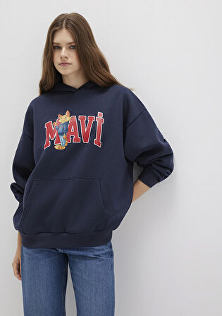 Mavi Kedi Logo Lacivert Sweatshirt 1S10461-70488