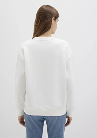 Mavi Kedi Logo Beyaz Sweatshirt 1S10460-70057