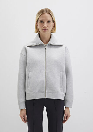 Sporty Lux Fermuarlı Gri Sweatshirt 1S10295-80196