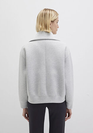 Sporty Lux Fermuarlı Gri Sweatshirt 1S10295-80196